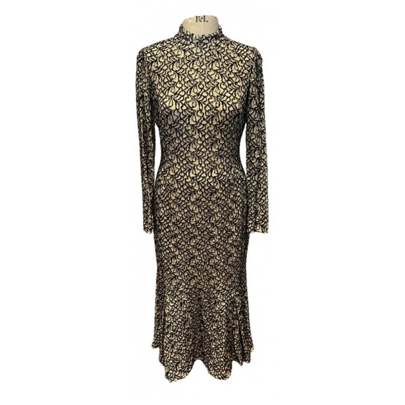 Emilia Wickstead Black and Ivory Flocked Lace Dress - Picture 1 of 16